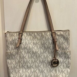 Michael Kors Beige Monogram Tote